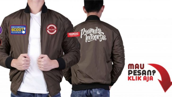 Jaket Bomber Pramuka Cokelat Atribut Scoutlook Jamnas XI