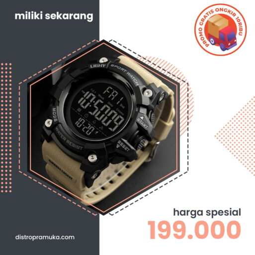 Jam Tangan Pria Digital Skmei 1384 Khaki Water Resistant 50m