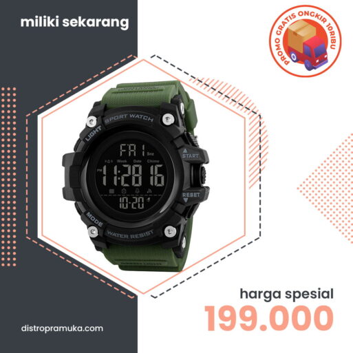 Jam Tangan Pria Digital Skmei 1384 Army Green Water Resistant 50m