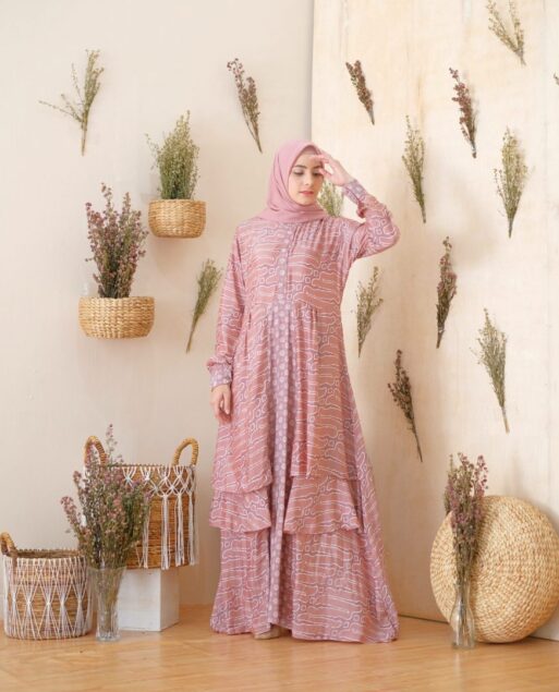 Catalia Batik - Calyta Dress Series 3 Pink Nude Calyta Dress Series 3 Pink Nude