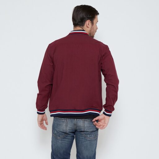 Jaket Pria Bomber Oxford Panjang Maroon 1768F