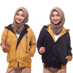 Terbaru Jaket Bomber Wanita Bolak Balik Parka Kanvas Parasut Blazer