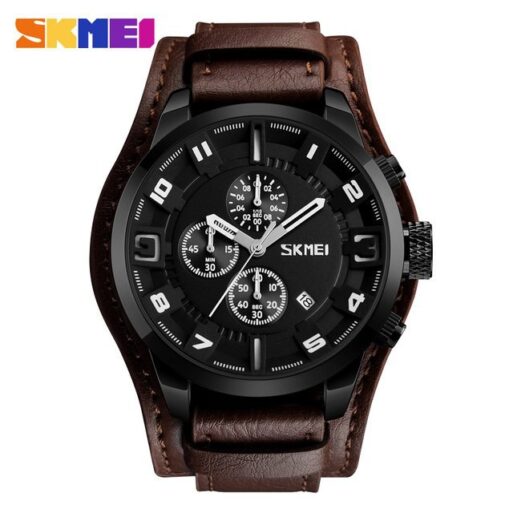 Jam Tangan Pria SKMEI 9165 Leather Chrono aktif