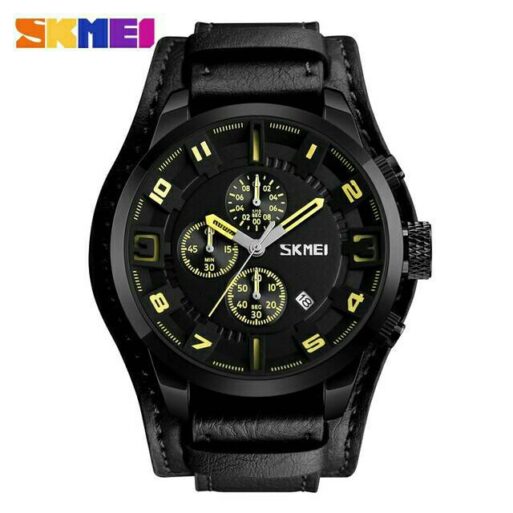 Jam Tangan Pria SKMEI 9165 Leather Chrono aktif