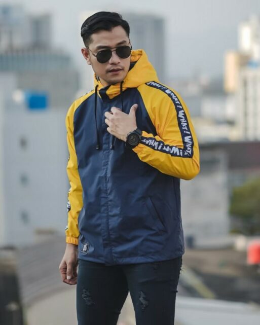 Jaket Parasut Outdoor Running Raglan Pria Original KMO Taslan Mayer