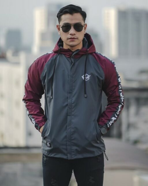 Jaket Parasut Outdoor Running Raglan Pria Original KMO Taslan Mayer