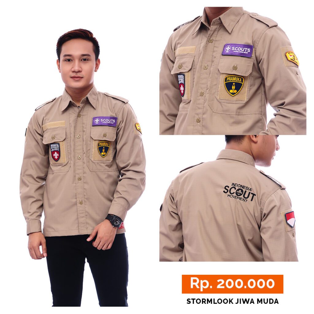 Contoh Kemeja PDL Pramuka - Kemeja Scoutlook PDL JM Cream Ribstop