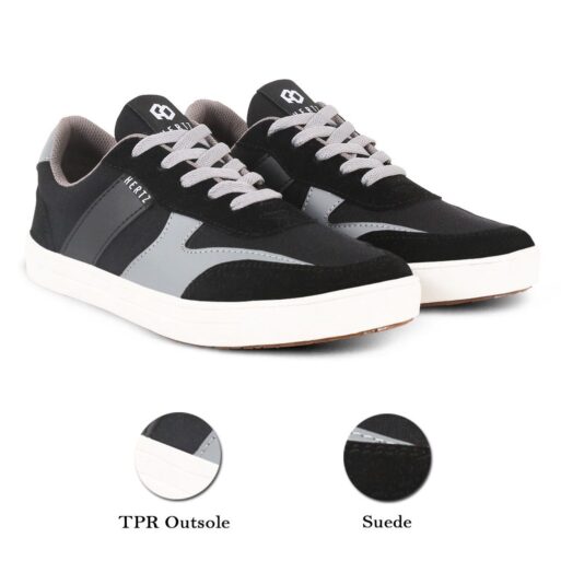 Sepatu Sneakers Pria Terbaru H 3565 Brand Hertz Sepatu Kets Kuliah Kerja Hangout Murah Berkualitas Warna Hitam