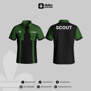 Kemeja Scout Kombinasi Hijau Hitam